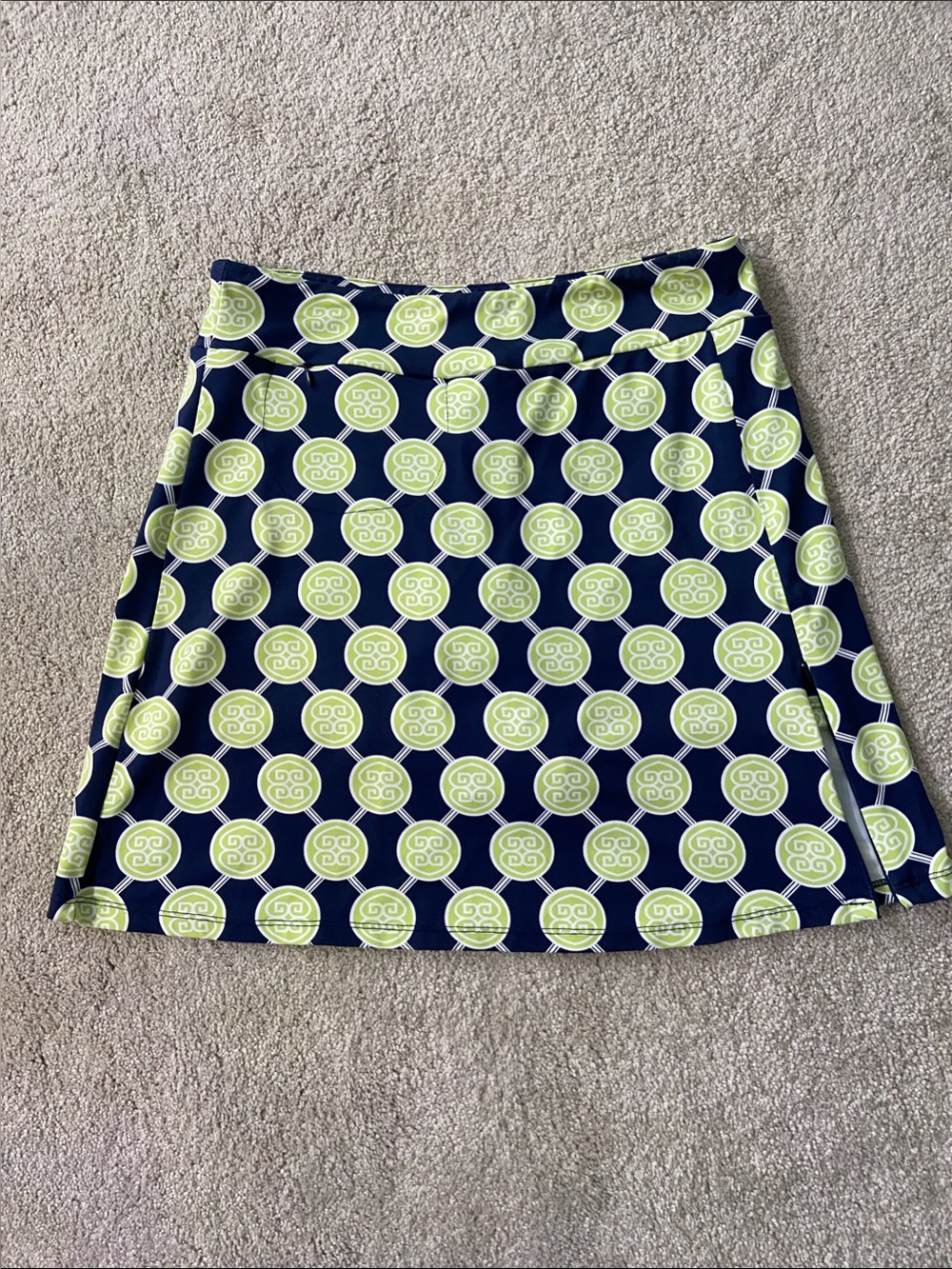 Lulu-B Navy and Lime Geometric Skort XS